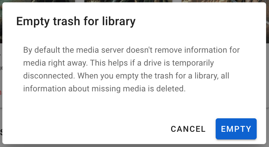 Empty trash confirmation dialog